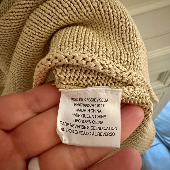 Sigrid Olsen Sleeveless Gold Beige Silk Tank top - Picture 6 of 6